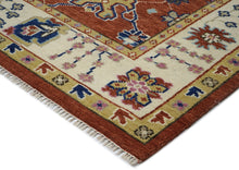 9x12 Burnt Orange, Beige, Tan Color Hand Knotted Oushak Wool Arts and Crafts Oriental Rug