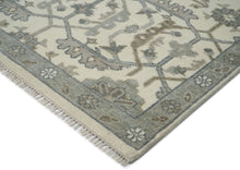 9x12 Beige, Ivory, Gray Color Hand Knotted Oushak Wool Transitional Oriental Rug