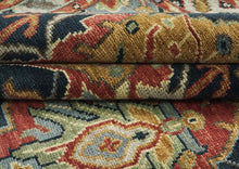 9x12 Blue, Burnt Orange, Gold Color Hand Knotted Oushak Wool Arts and Crafts Oriental Rug