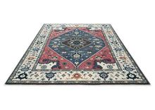 9x12 Rose, Slate, Ivory Color Hand Knotted Oushak Wool Traditional Oriental Rug