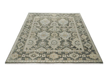 9x12 Gray, Ivory, Tan Color Hand Knotted Oushak Wool Transitional Oriental Rug