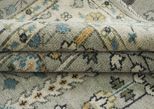 9x12 Gray, Beige, Blue Color Hand Knotted Oushak Wool Transitional Oriental Rug