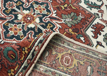 9x12 Ivory, Rust, Rose Color Hand Knotted Oushak Wool  Oriental Rug