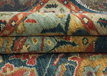 9x12 Blue, Sage, Gold Color Hand Knotted Oushak Wool Arts and Crafts Oriental Rug