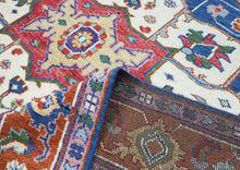 9x12 Navy, Burnt Orange, Ivory Color Hand Knotted Oushak Wool  Oriental Rug