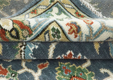 9x12 Blue, Ivory, Green Color Hand Knotted Oushak Wool Arts and Crafts Oriental Rug