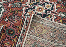 8x10 Pink, Ivory, Gold Color Hand Knotted Heriz Wool Traditional Oriental Rug