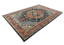 10x14 Navy, Rust, Lime Color Hand Knotted Oushak Wool  Oriental Rug