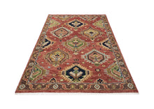 5x8 Rose, Gold, Lime Color Hand Knotted Oushak Wool Arts & Crafts Oriental Rug