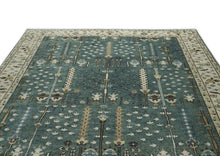 10x14 Seledon, Beige, Ivory Color Hand Knotted Oushak Wool Transitional Oriental Rug