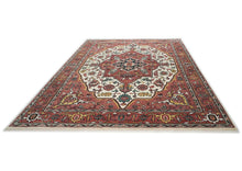 10x14 Rust, Ivory, Brown Color Hand Knotted Oushak Wool  Oriental Rug