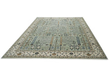 10x14 Seledon, Beige, Tan Color Hand Knotted Oushak Wool Transitional Oriental Rug
