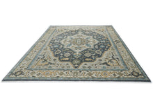 10x14 Blue, Beige, Green Color Hand Knotted Oushak Wool  Oriental Rug