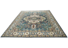10x14 Slate, Ivory, Rose Color Hand Knotted Oushak Wool  Oriental Rug