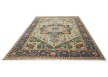 10x14 Beige, Mint, Slate Color Hand Knotted Oushak Wool  Oriental Rug