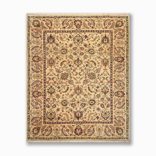 9x12 Light Gold Hand Knotted Traditional Sultanabad 100% Wool Oriental Area Rug