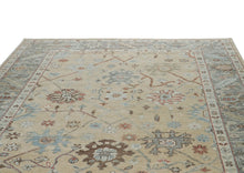 10x14 Beige, Gray, Rust Color Hand Knotted Oushak Wool Transitional Oriental Rug