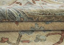 10x14 Beige, Gray, Rust Color Hand Knotted Oushak Wool Transitional Oriental Rug