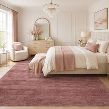 Multi Size Hand Woven 100% Wool Aubergine Modern & Contemporary Plush Pile Solid with grainy texture Area Rug