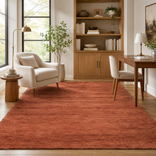 Multi Size Hand Woven 100% Wool Rust Modern & Contemporary Plush Pile Solid with grainy texture Area Rug