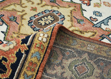 9x12 Burnt Orange, Ivory, Navy Color Hand Knotted Oushak Wool  Oriental Rug