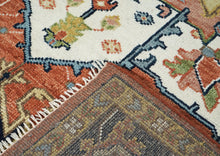 9x12 Burnt Orange, Ivory, Navy Color Hand Knotted Oushak Wool  Oriental Rug