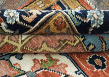 9x12 Burnt Orange, Ivory, Navy Color Hand Knotted Oushak Wool  Oriental Rug