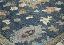 9x12 Blue, Ivory, Moss Color Hand Knotted Oushak Wool Arts and Crafts Oriental Rug