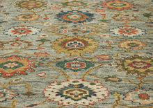 9x12 Mint, Burnt Orange, Blue Color Hand Knotted Oushak Wool Arts and Crafts Oriental Rug