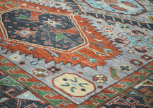 9x12 Slate, Blue, Burnt Orange Color Hand Knotted Oushak Wool Southwestern Oriental Rug