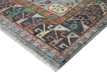 9x12 Slate, Blue, Burnt Orange Color Hand Knotted Oushak Wool Southwestern Oriental Rug