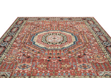 9x12 Burnt Orange, Lime, Beige Color Hand Knotted Oushak Wool Traditional Oriental Rug
