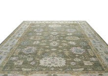 9x12 Sage, Beige, Rose Color Hand Knotted Oushak Wool Traditional Oriental Rug