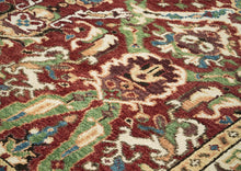 9x12 Rust, Lime, Ivory Color Hand Knotted Oushak Wool Arts and Crafts Oriental Rug