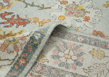 9x12 Blue, Slate, Gold Color Hand Knotted Oushak Wool Arts and Crafts Oriental Rug