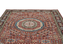 9x12 Rust, Sage, Blue Color Hand Knotted Oushak Wool Traditional Oriental Rug