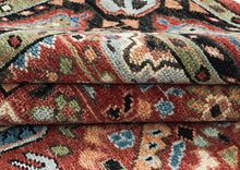 9x12 Rust, Sage, Blue Color Hand Knotted Oushak Wool Traditional Oriental Rug