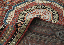 9x12 Rust, Sage, Blue Color Hand Knotted Oushak Wool Traditional Oriental Rug