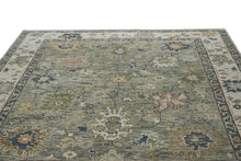 9x12 Mint, Beige, Gold Color Hand Knotted Oushak Wool Arts and Crafts Oriental Rug