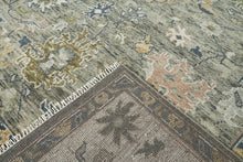 9x12 Mint, Beige, Gold Color Hand Knotted Oushak Wool Arts and Crafts Oriental Rug