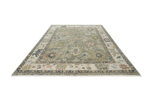 9x12 Mint, Beige, Gold Color Hand Knotted Oushak Wool Arts and Crafts Oriental Rug