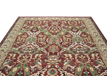 9x12 Rust, Lime, Ivory Color Hand Knotted Oushak Wool Arts and Crafts Oriental Rug