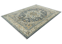 9x12 Blue, Gray, Beige Color Hand Knotted Oushak Wool  Oriental Rug