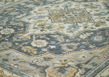 9x12 Blue, Gray, Beige Color Hand Knotted Oushak Wool  Oriental Rug