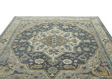 9x12 Blue, Gray, Beige Color Hand Knotted Oushak Wool  Oriental Rug