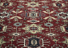 9x12 Rust, Navy, Beige Color Hand Knotted Oushak Wool Transitional Oriental Rug