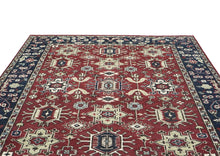 9x12 Rust, Navy, Beige Color Hand Knotted Oushak Wool Transitional Oriental Rug