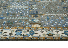 9x12 Gray, Blue, Ivory Color Hand Knotted Oushak Wool Transitional Oriental Rug