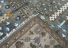 9x12 Gray, Blue, Ivory Color Hand Knotted Oushak Wool Transitional Oriental Rug