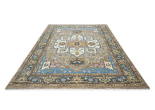 9x12 Beige, Tan, Ivory Color Hand Knotted Oushak Wool  Oriental Rug